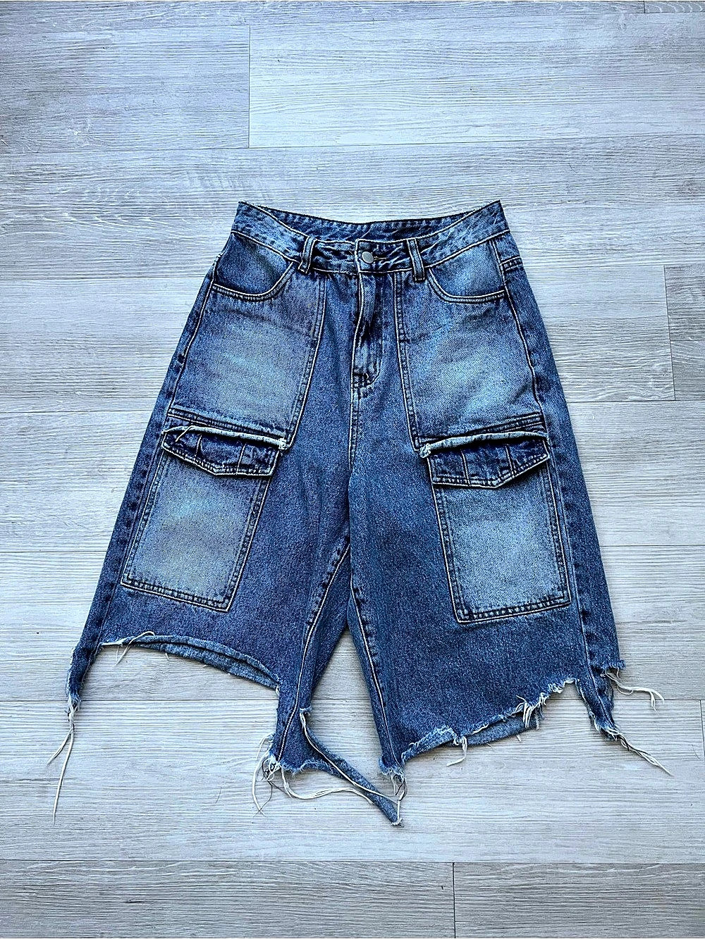 ARTCARESHOP One-of-One Sample Distressed Cargo Jorts